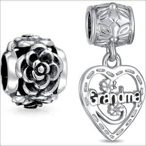 Sterling Silver Heart Charm with Grandma Engraving for Bracelets